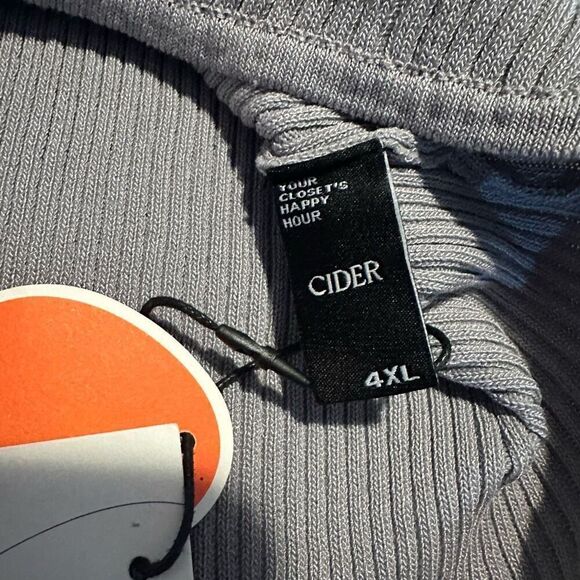 Cider Womens Plus Size 4XL Gray Ribbed Collar Knitted Bodysuit Stretch Top New - Picture 7 of 14